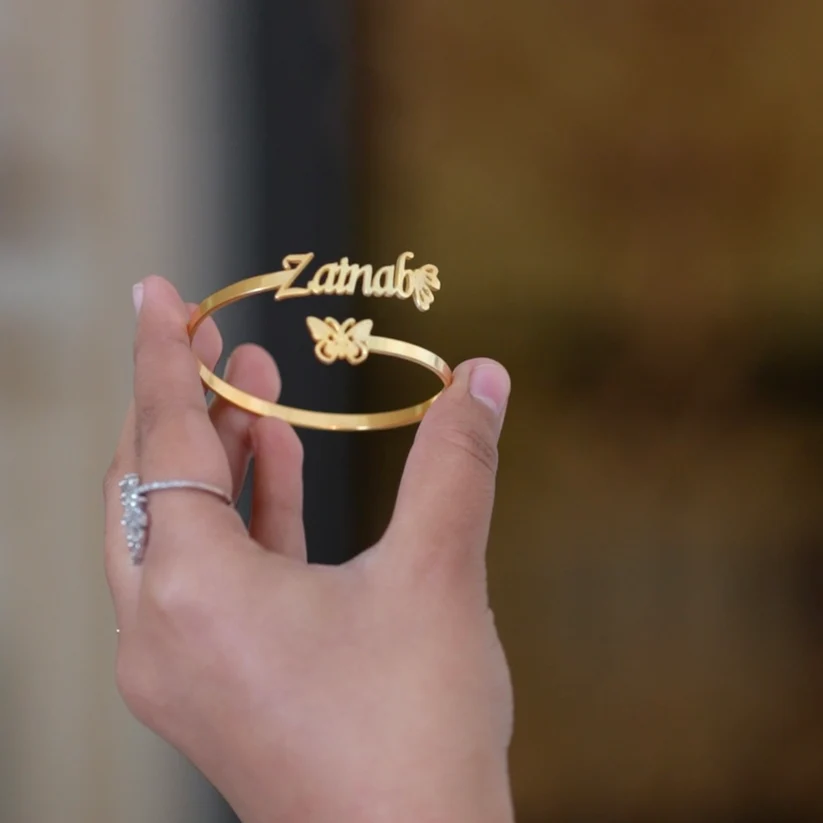 Customize Butterfly Name Bangle